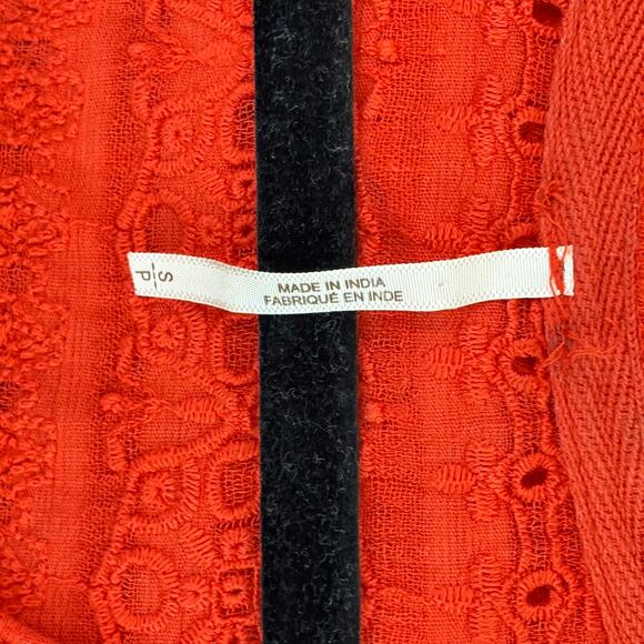 Free People Parisian Nights Top in vermillion with bell sleeves small - Picture 7 of 7